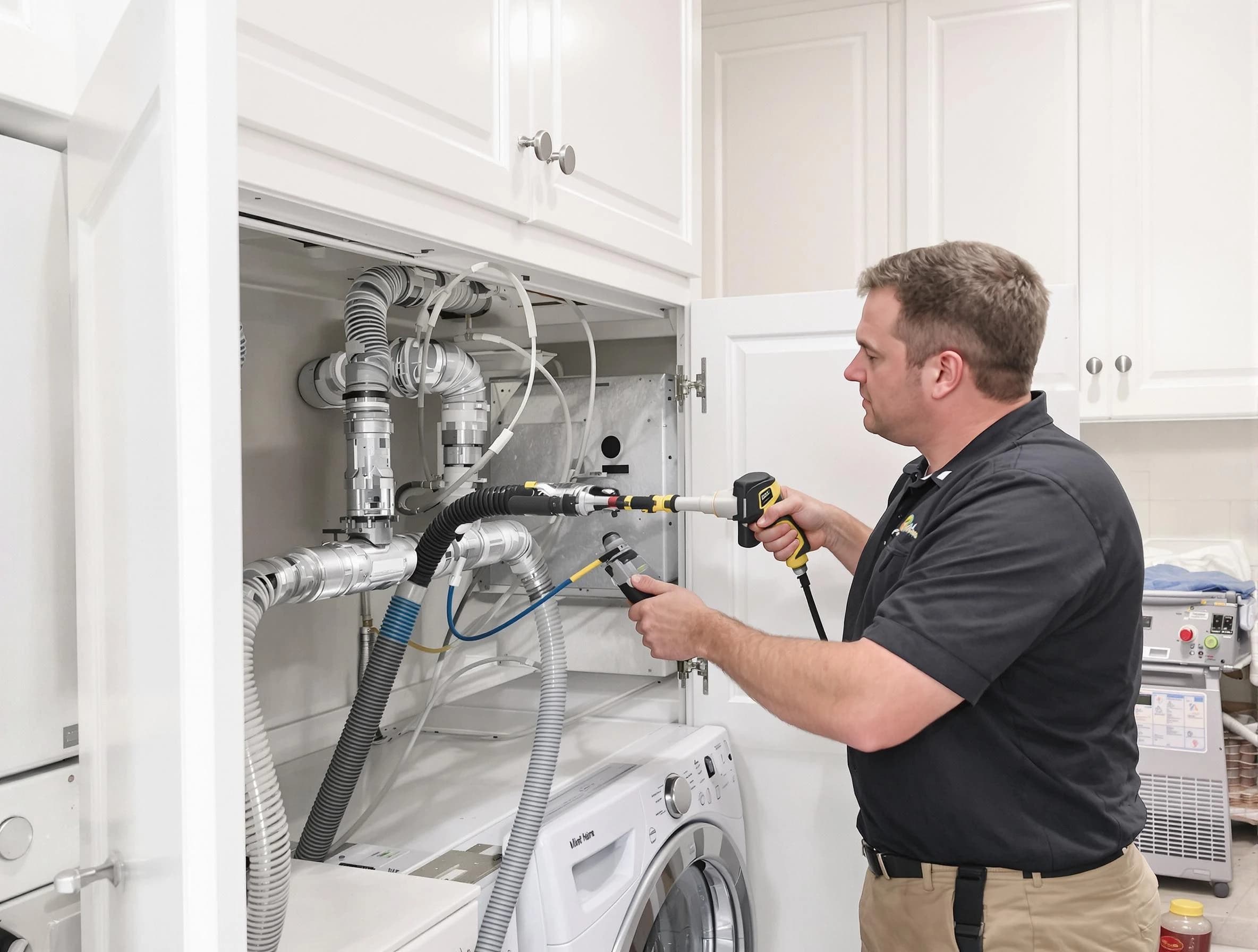 Litchfield Park Dryer Vent Cleaning professional removing severe blockage from a clogged dryer vent in Litchfield Park