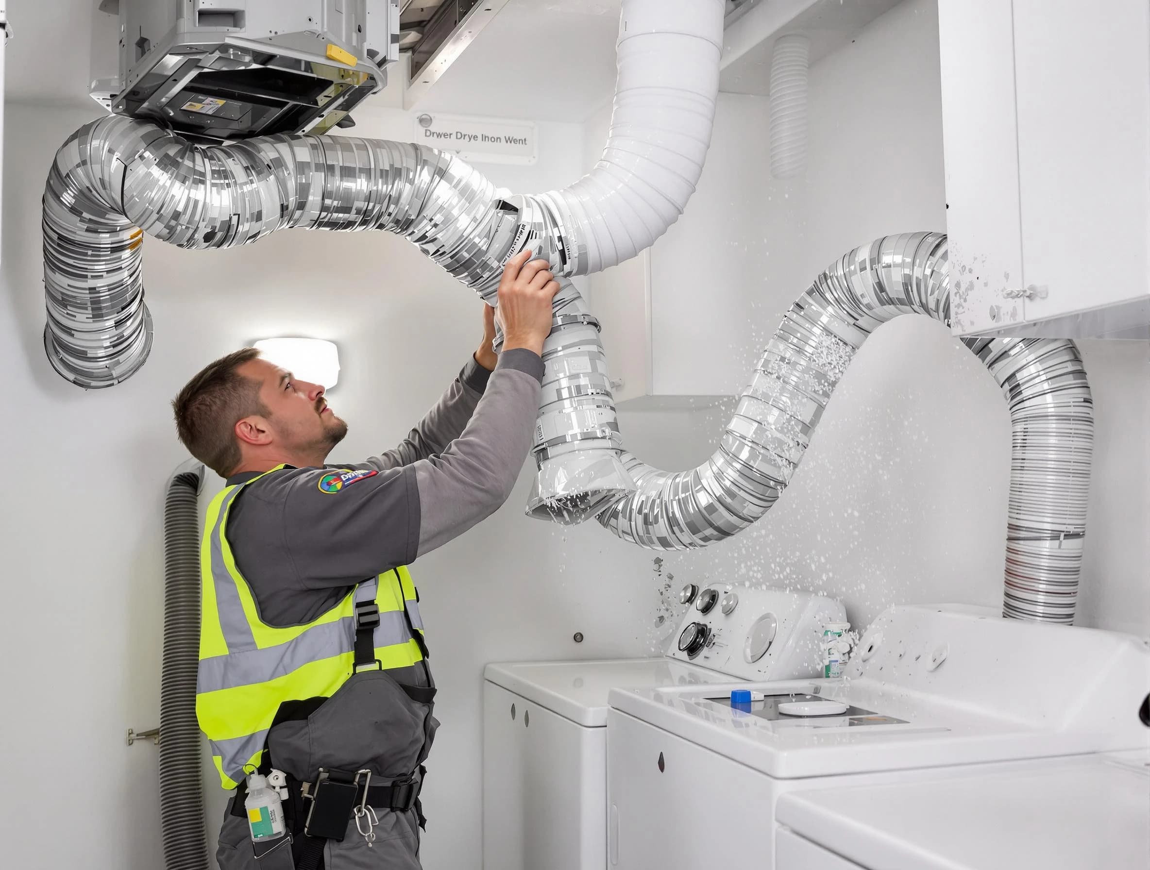 Litchfield Park Dryer Vent Cleaning technician performing detailed dryer exhaust vent cleaning at a home in Litchfield Park
