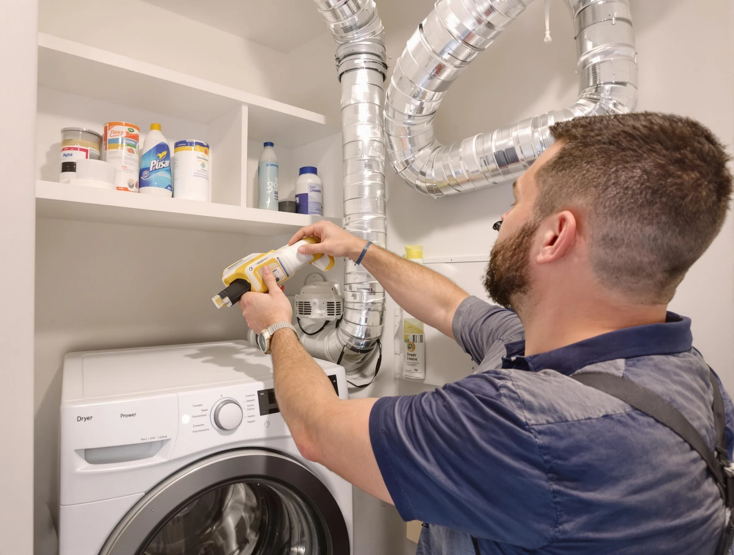 Litchfield Park Dryer Vent Cleaning technician performing dryer vent cleaning at a home in Litchfield Park