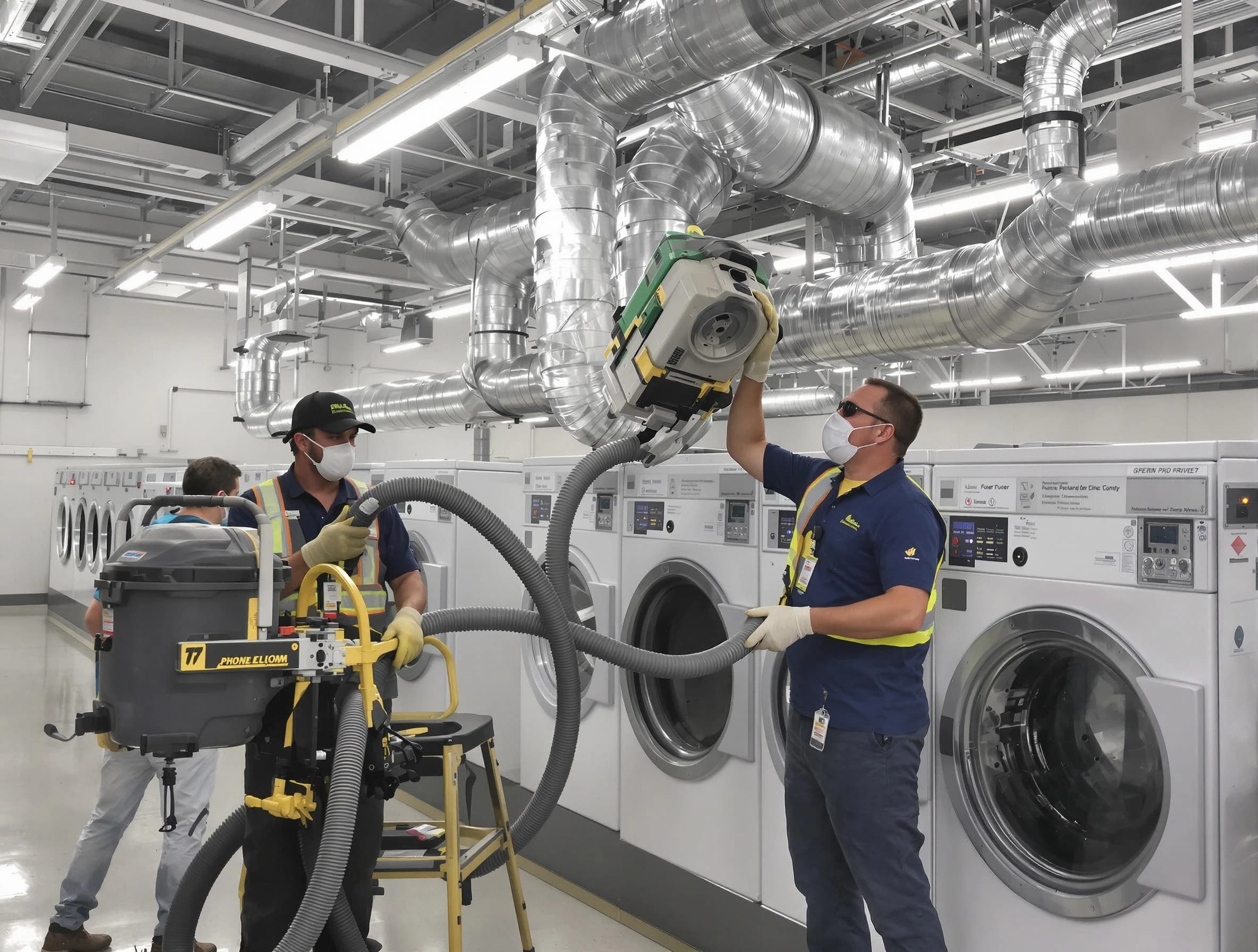 Litchfield Park Dryer Vent Cleaning team cleaning large-scale industrial dryer vent systems at a facility in Litchfield Park