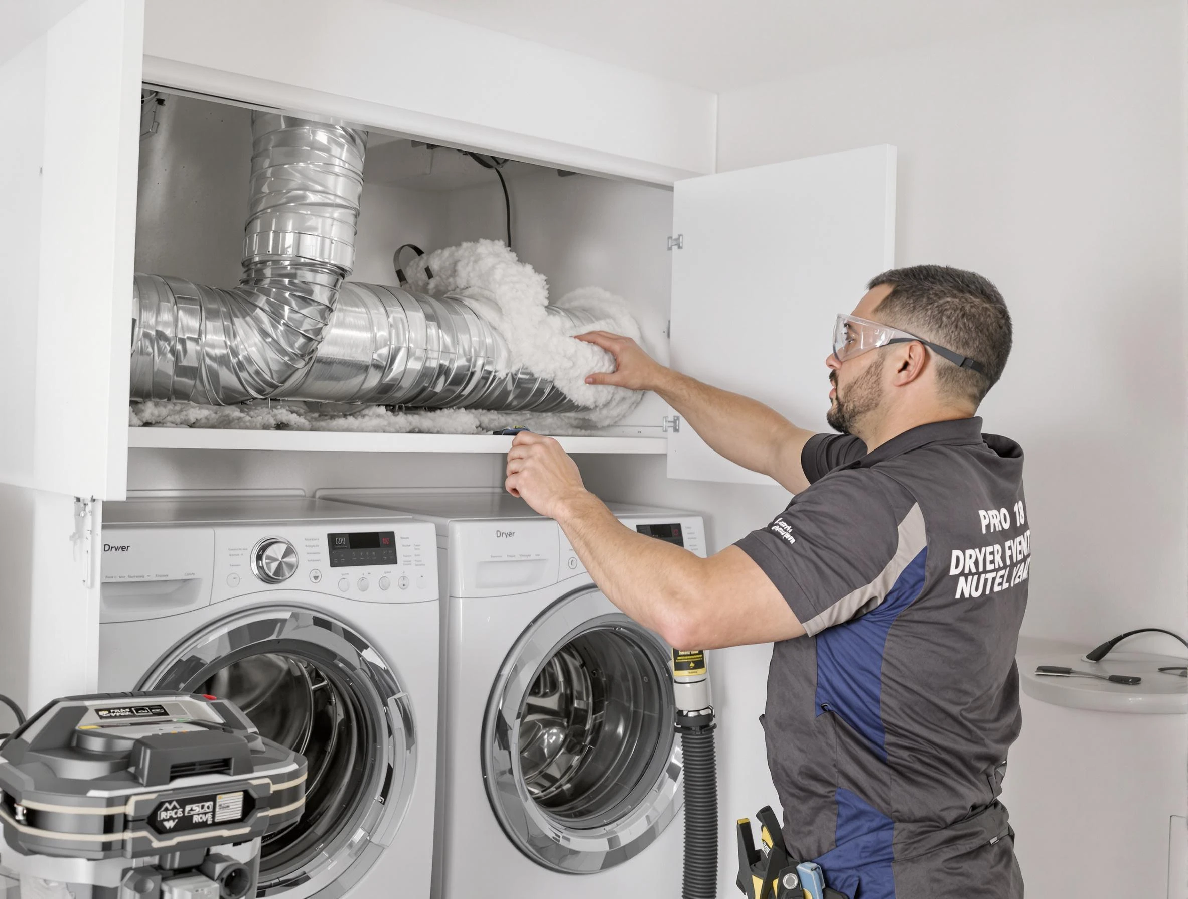Litchfield Park Dryer Vent Cleaning certified technician performing specialized gas dryer vent cleaning in Litchfield Park